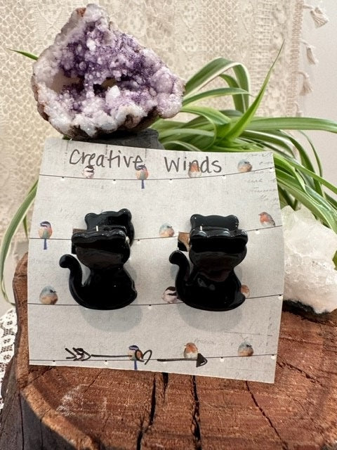 2 Piece Black Sitting Cat Hair Claw Clips